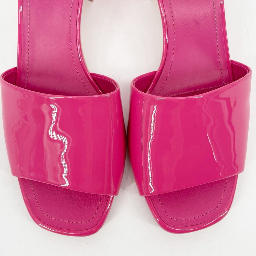 Chanel 2022 Pink Patent Calfskin CC Logo Low Block Heel Mules Sandals EU 38.5 - Picture 9 of 16